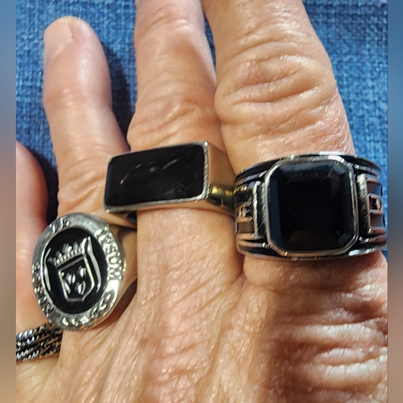 Lot of 9 Men's Stainless Steel Rings & Lot Of 2 Mens Bracelets By Jstyle - Picture 2 of 11